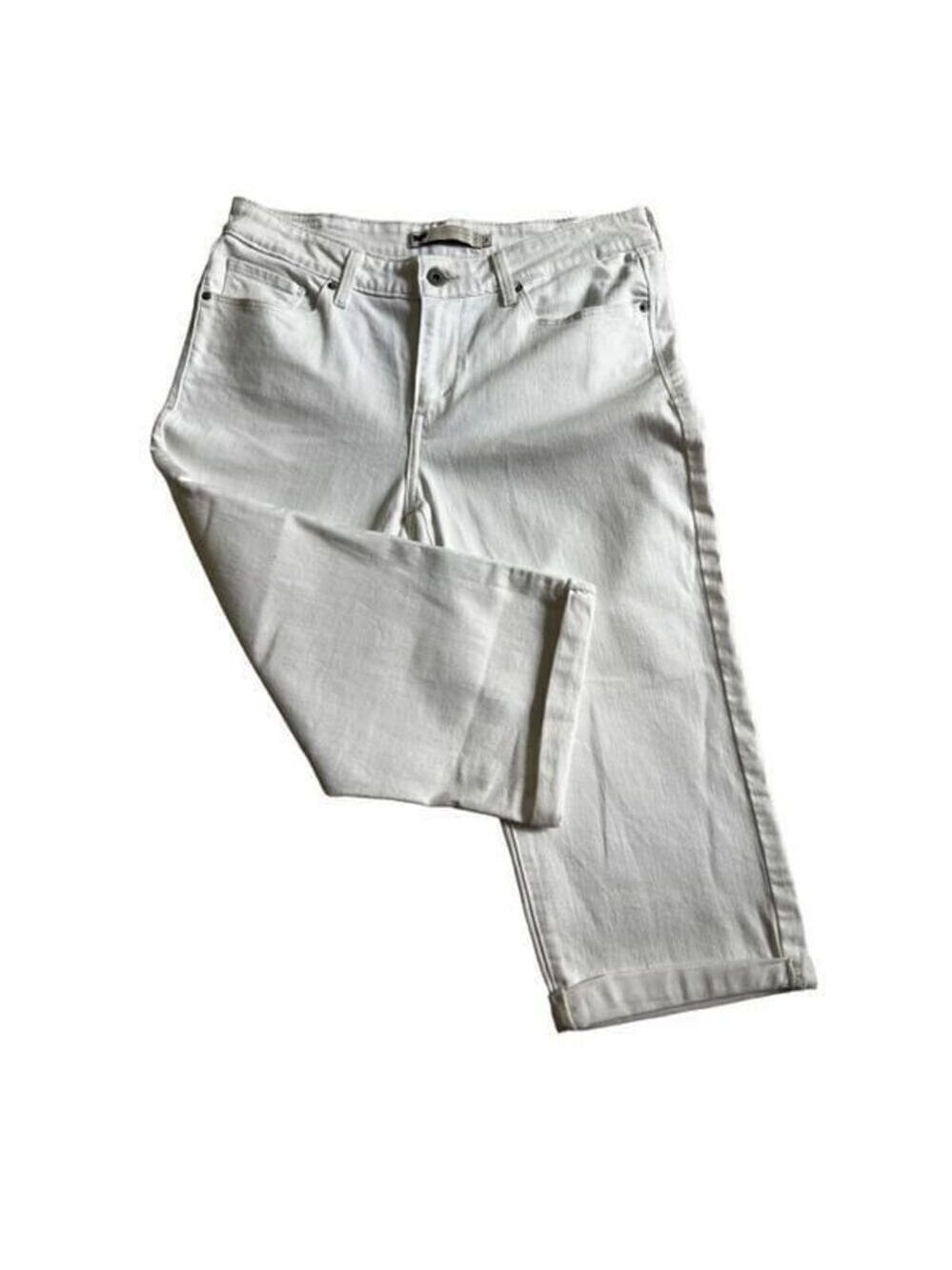 Levis White Capri Denim Cuffed Hem Size 8 Levis White Capri Denim Cuffed Hem Size 8